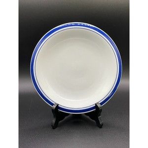 Salad Plate Culinary Arts Cafeware Porcelain White With Blue Bands #9